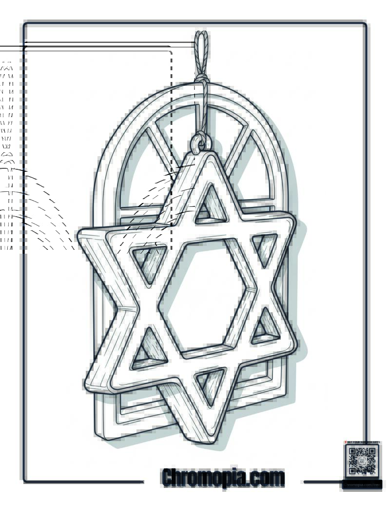 Hanukkah Star Window Decoration Coloring Sheet