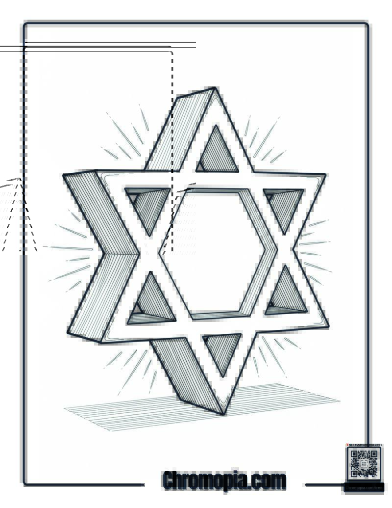 Shining Hanukkah Star of David Coloring Page