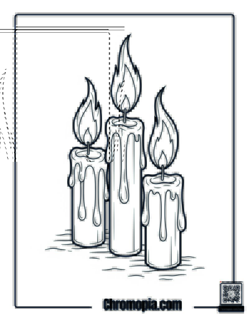Flickering Hanukkah Candle Flames Coloring She