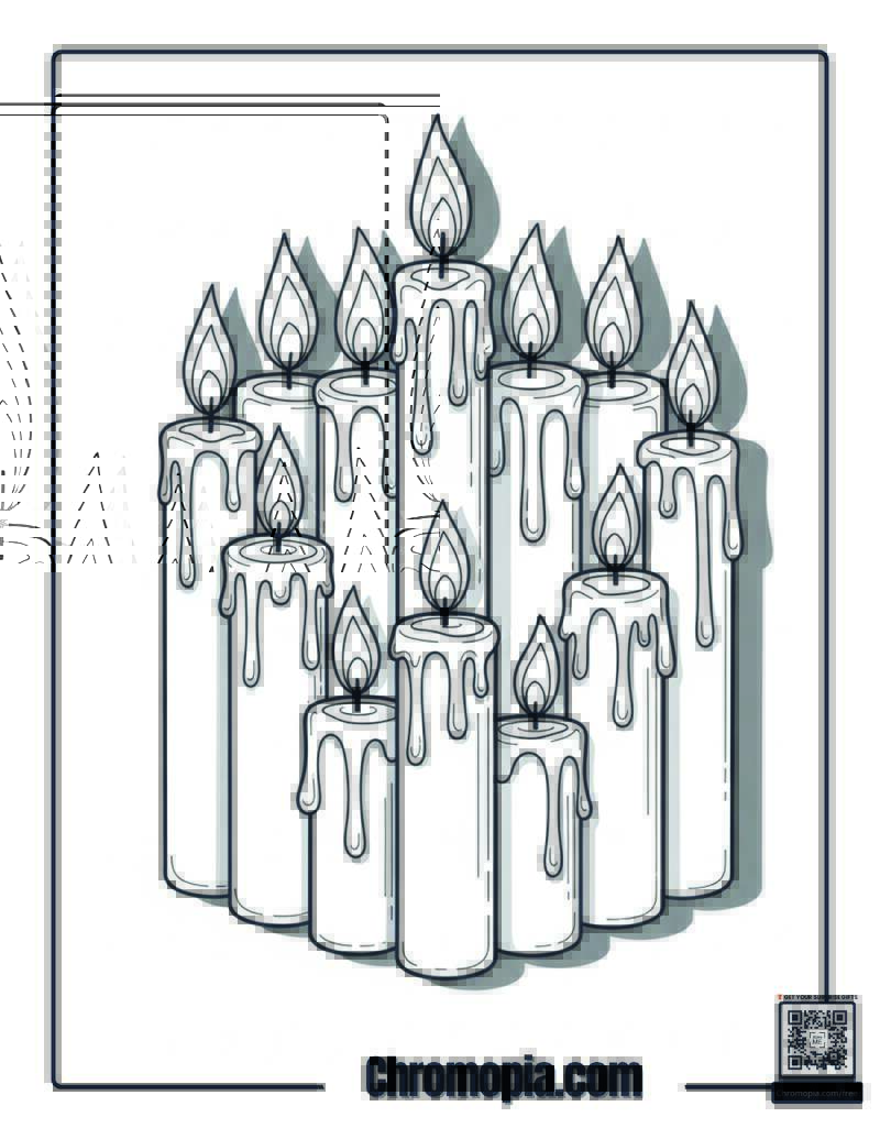 Hanukkah Candle Family Portrait Coloring Page