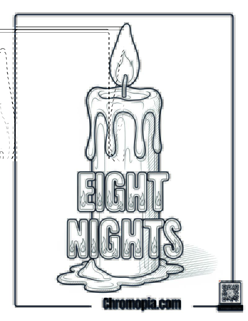 Melting Hanukkah Candle Memory Coloring Sheet