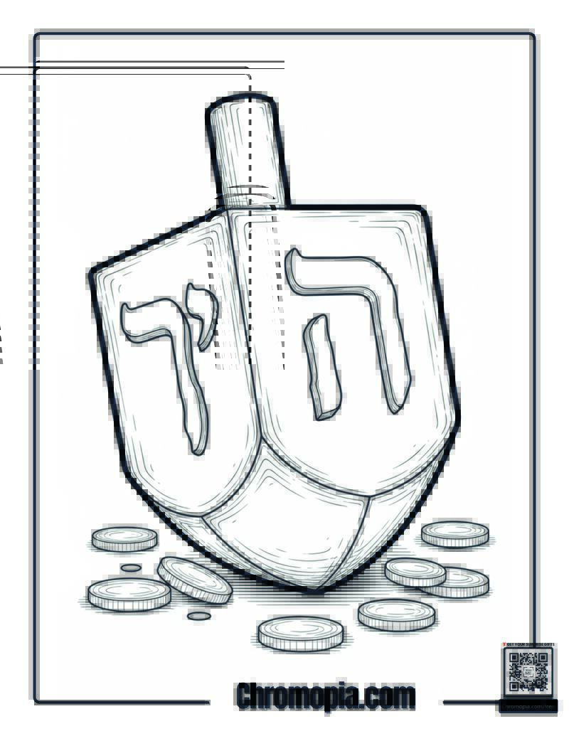 Giant Hanukkah Dreidel Game Coloring Sheet