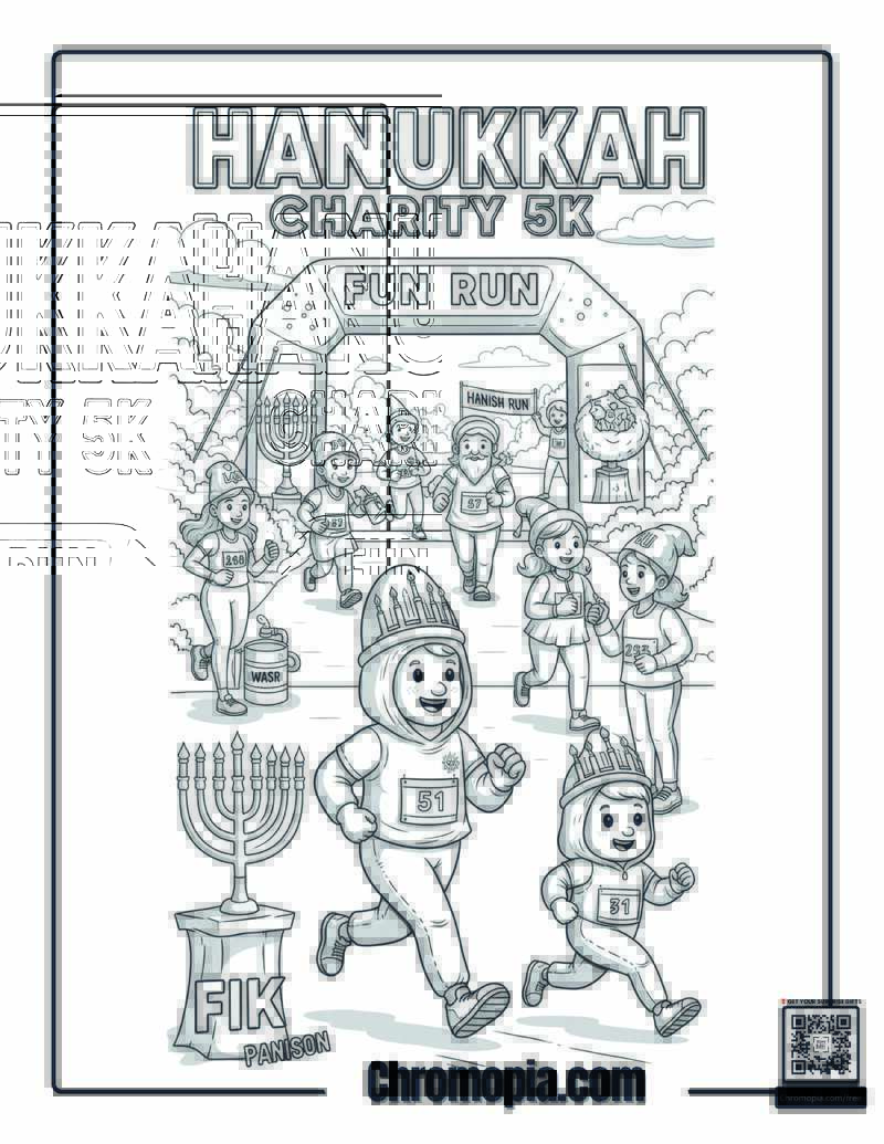 Hanukkah Charity 5K Fun Run Coloring Sheet