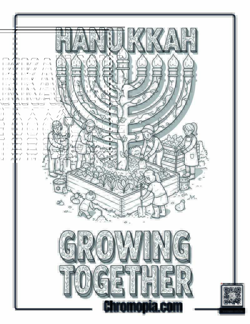 Hanukkah Community Garden Growing Project Coloring Page