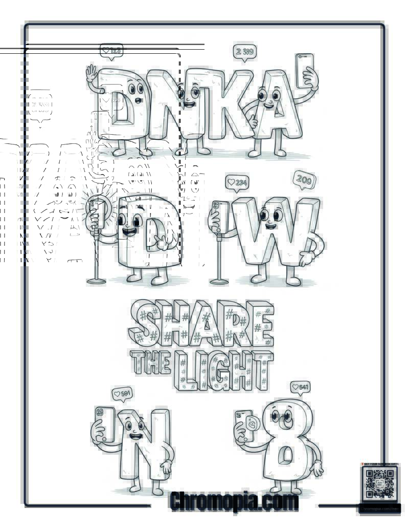 Hanukkah Hebrew Social Media Influencer Coloring Sheet