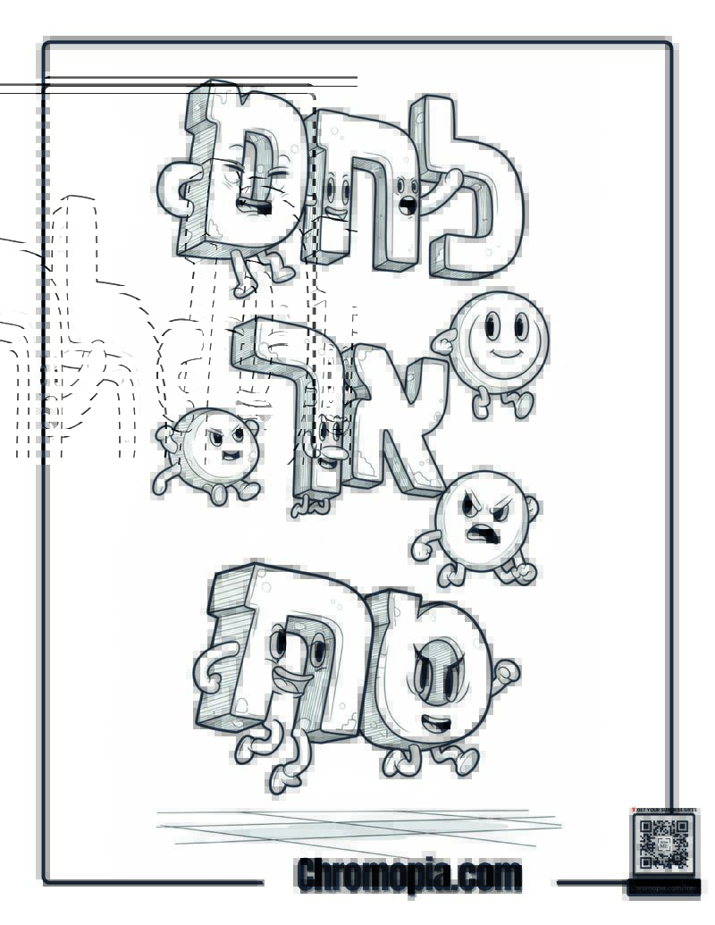 Hanukkah Hebrew Video Game Adventure Coloring Page