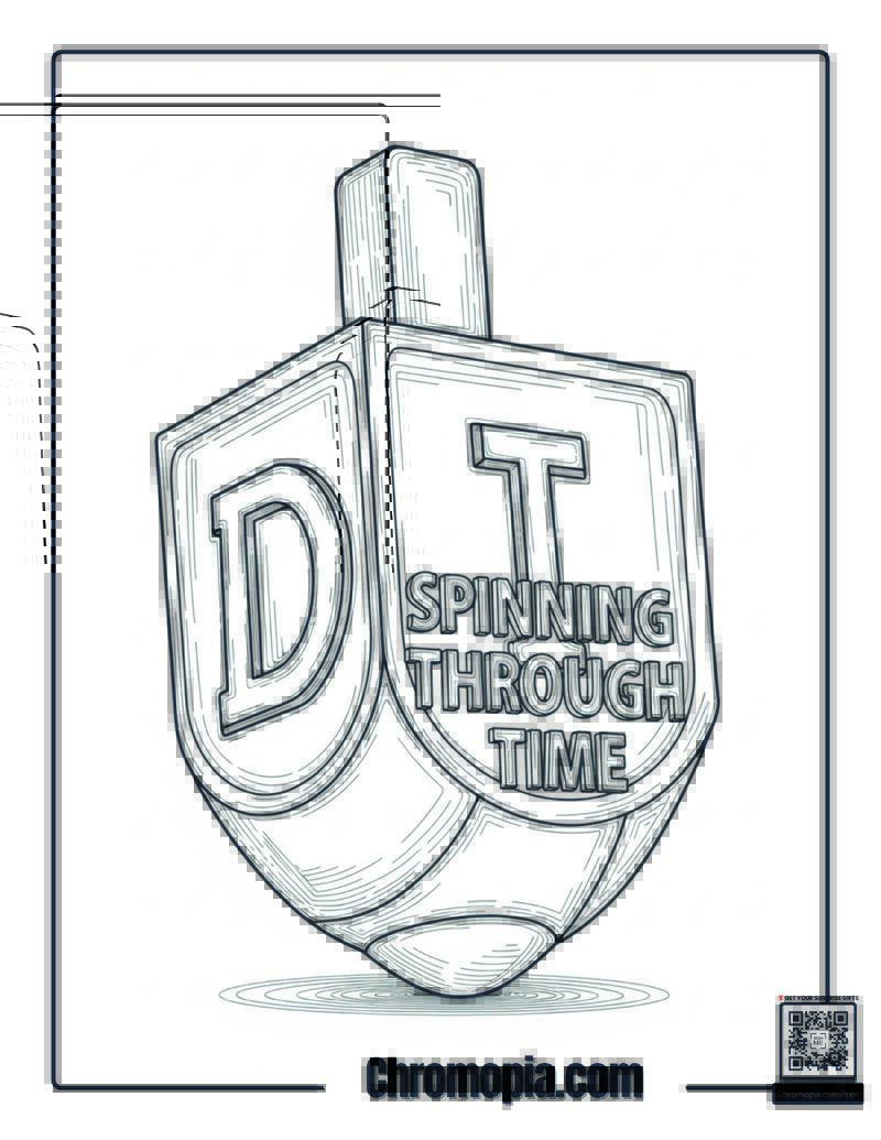 Abstract Hanukkah Dreidel Artistic Expression Coloring Page