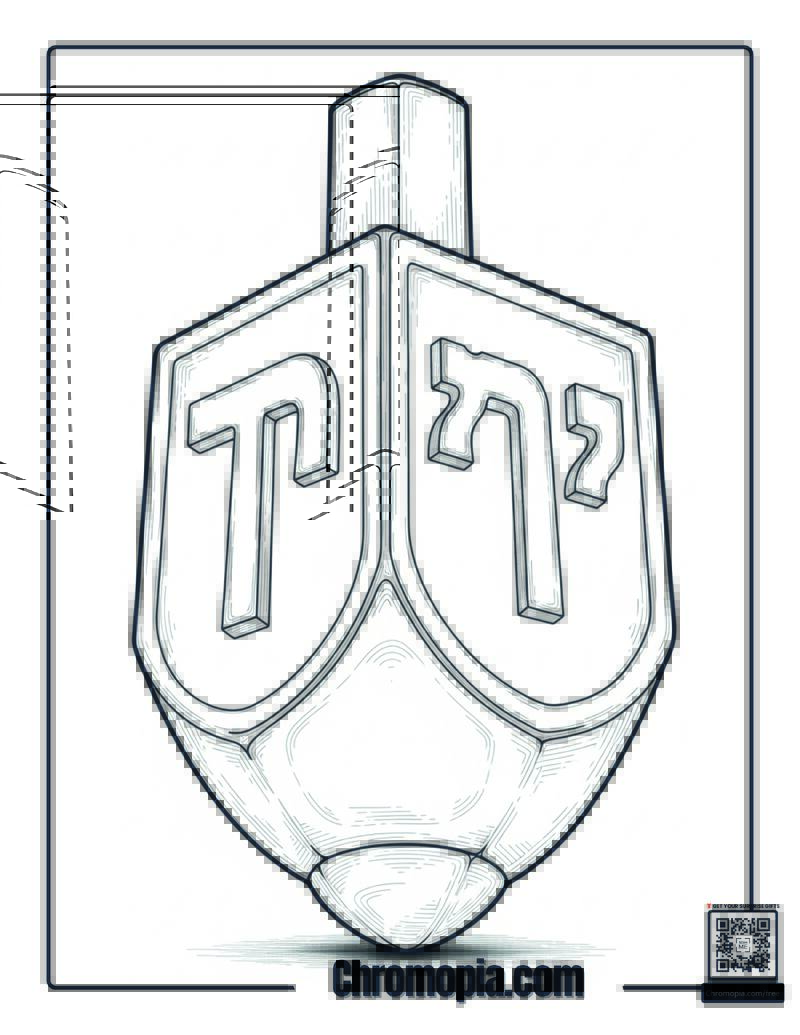 Photography-Inspired Hanukkah Dreidel Portrait Coloring Sheet