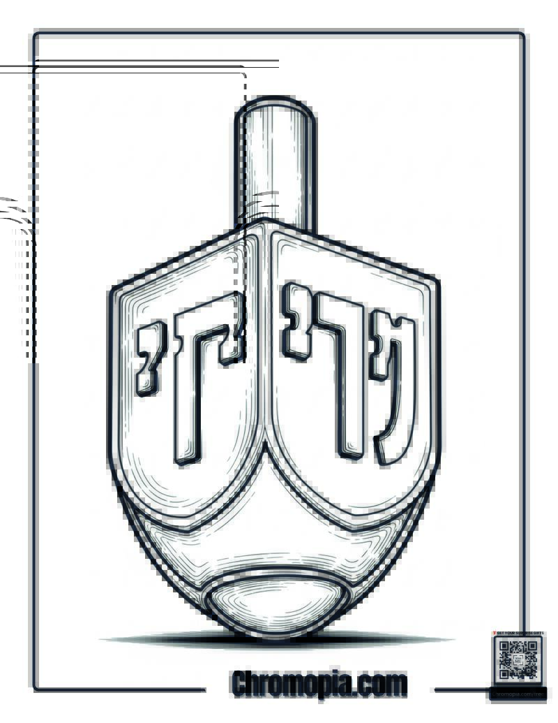 Vintage Hanukkah Dreidel Poster Art Coloring Sheet