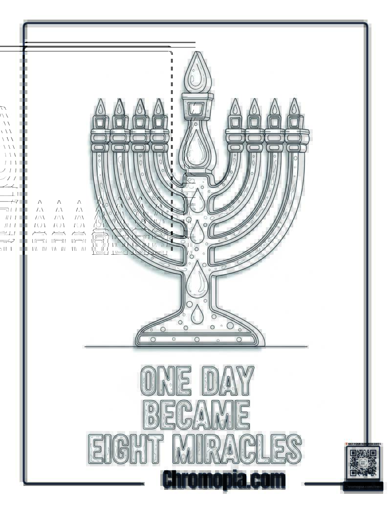Minimalist Hanukkah Oil Miracle Moment Coloring Sheet