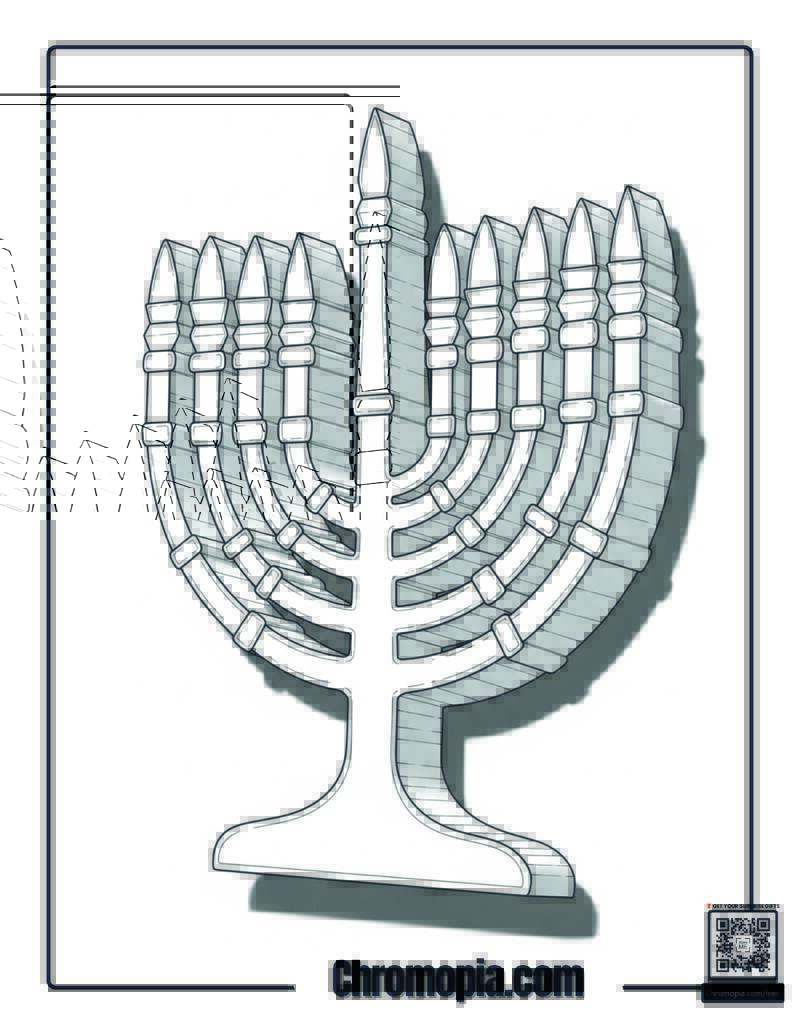 Symbolic Hanukkah Freedom Celebration Design Coloring Sheet