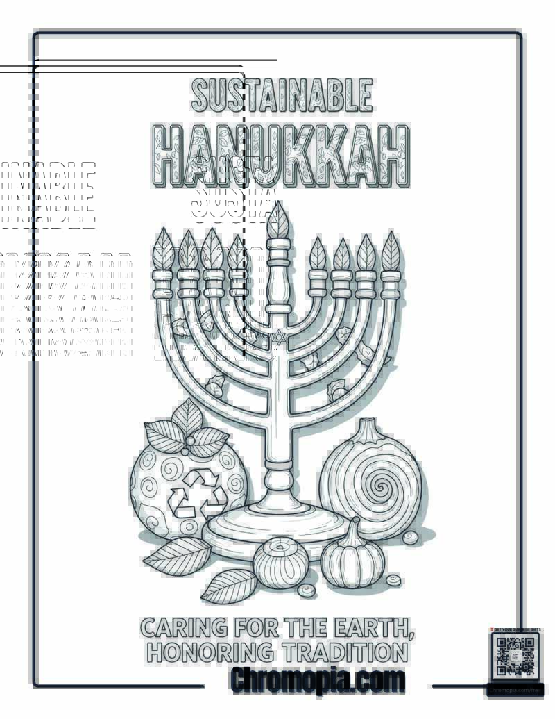 Sustainable Hanukkah Eco-Celebration Planning Coloring Page