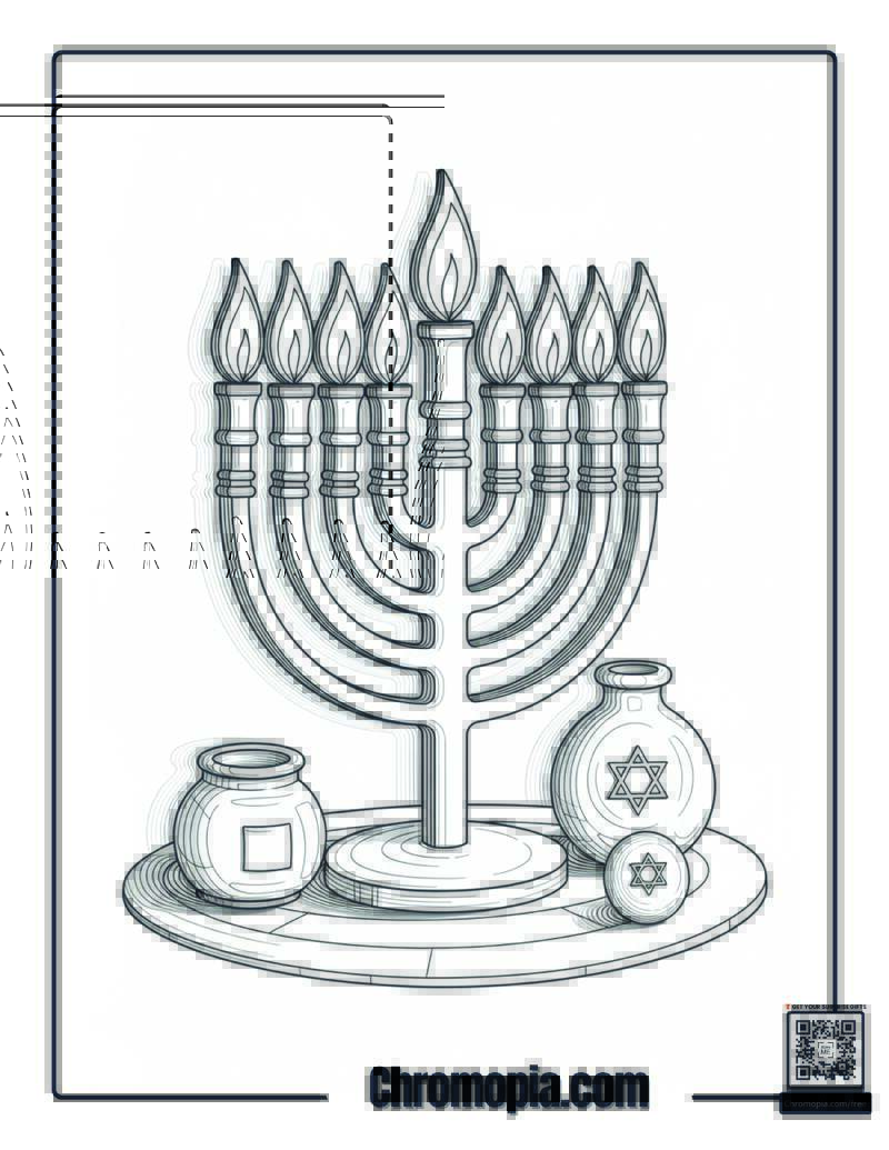 Wellness Hanukkah Meditation Space Design Coloring Sheet