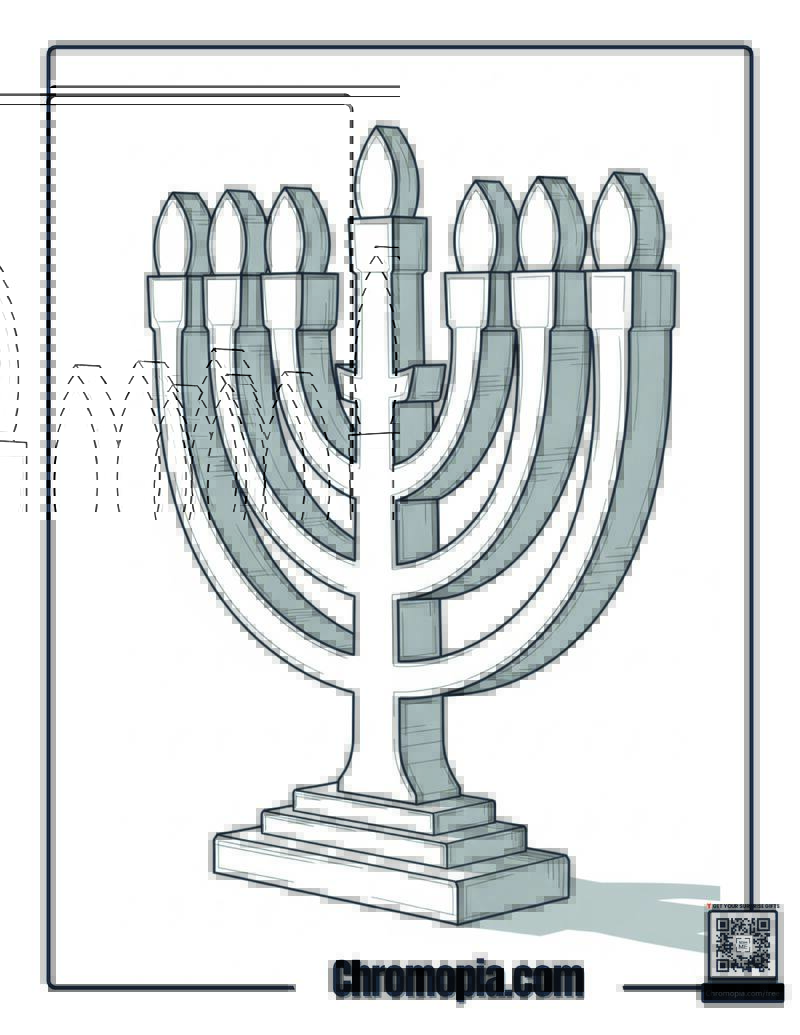 Minimalist Hanukkah Menorah Zen Design Coloring Page