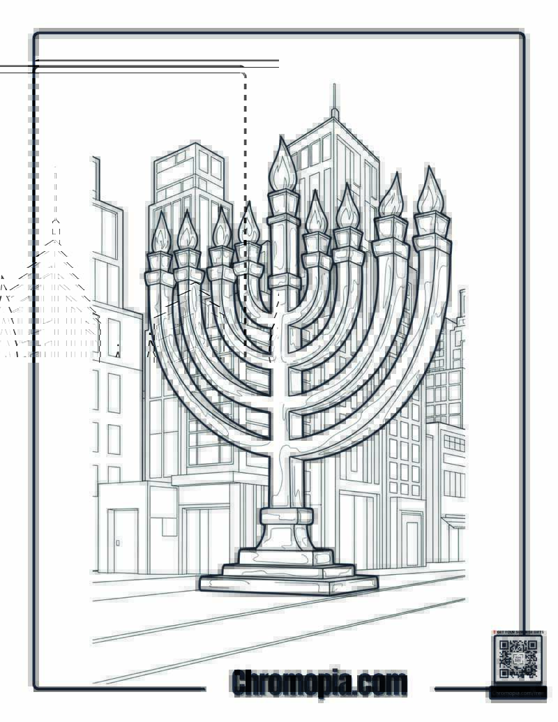 Urban Hanukkah Menorah Street Art Coloring Sheet