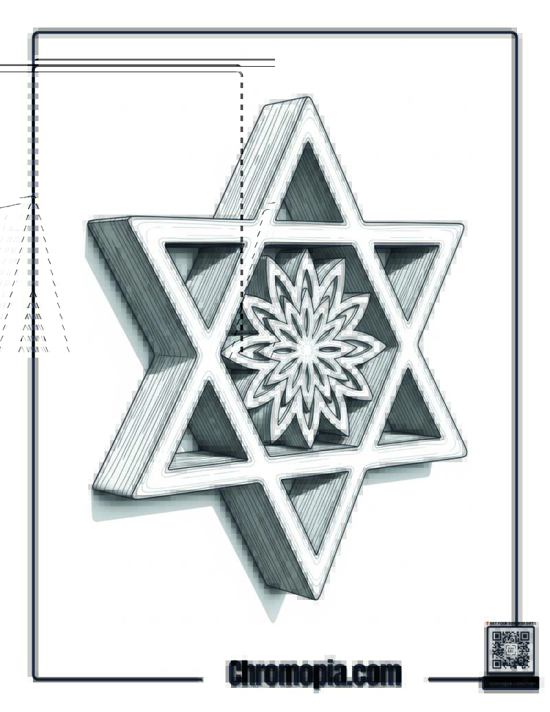 Mandala-Style Hanukkah Star Sacred Geometry Coloring Page
