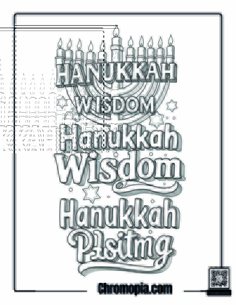 Typography Hanukkah Wisdom Quote Art Coloring Page
