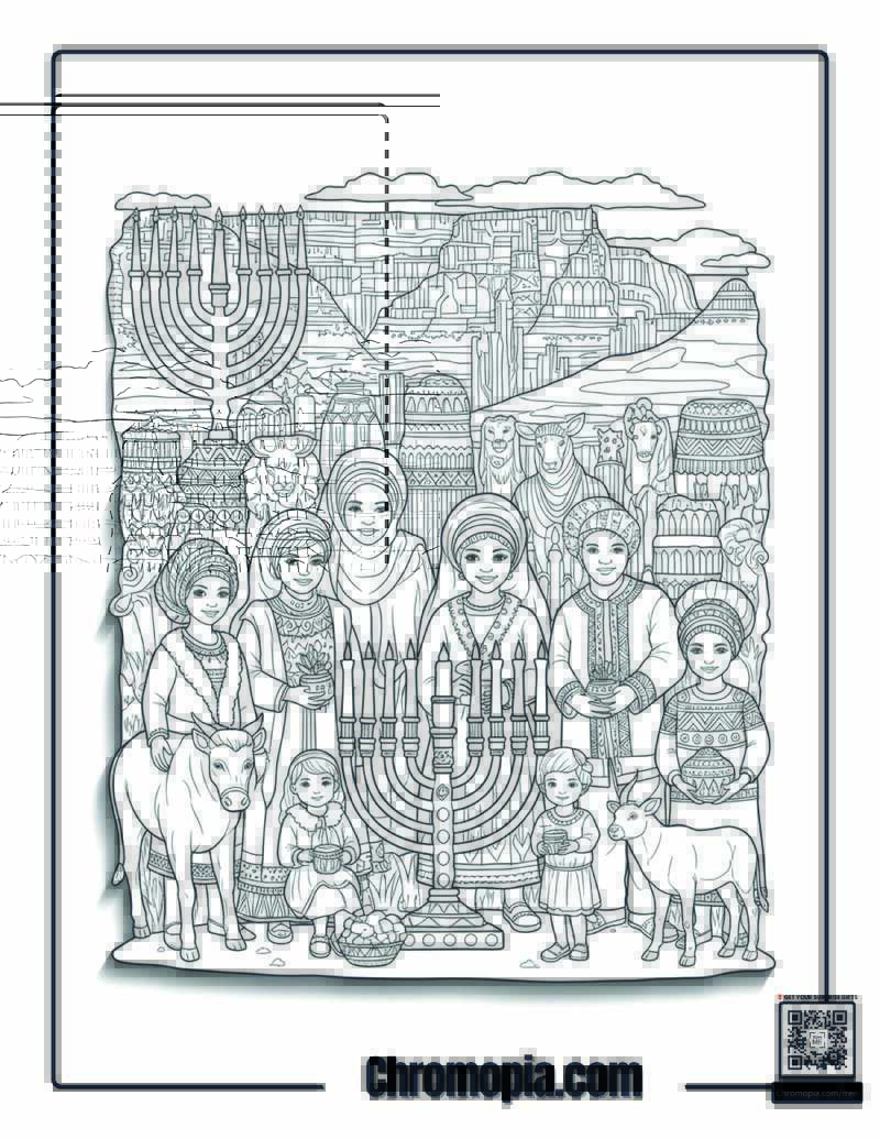 South African Hanukkah Cape Town Mountain Coloring Sheet