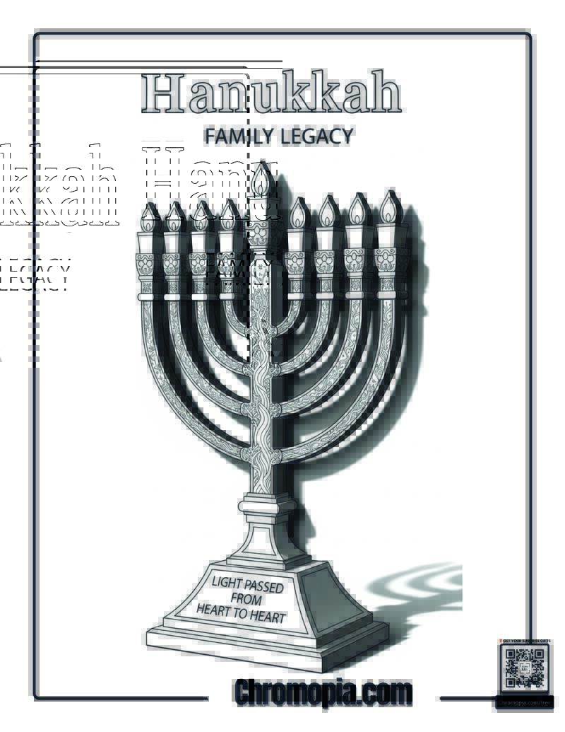 Hanukkah Heirloom Menorah Family Legacy Coloring Sheet