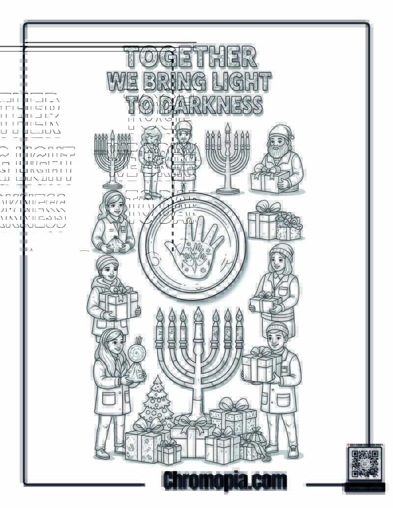 Global Hanukkah Charity Relief Effort Coloring Sheet