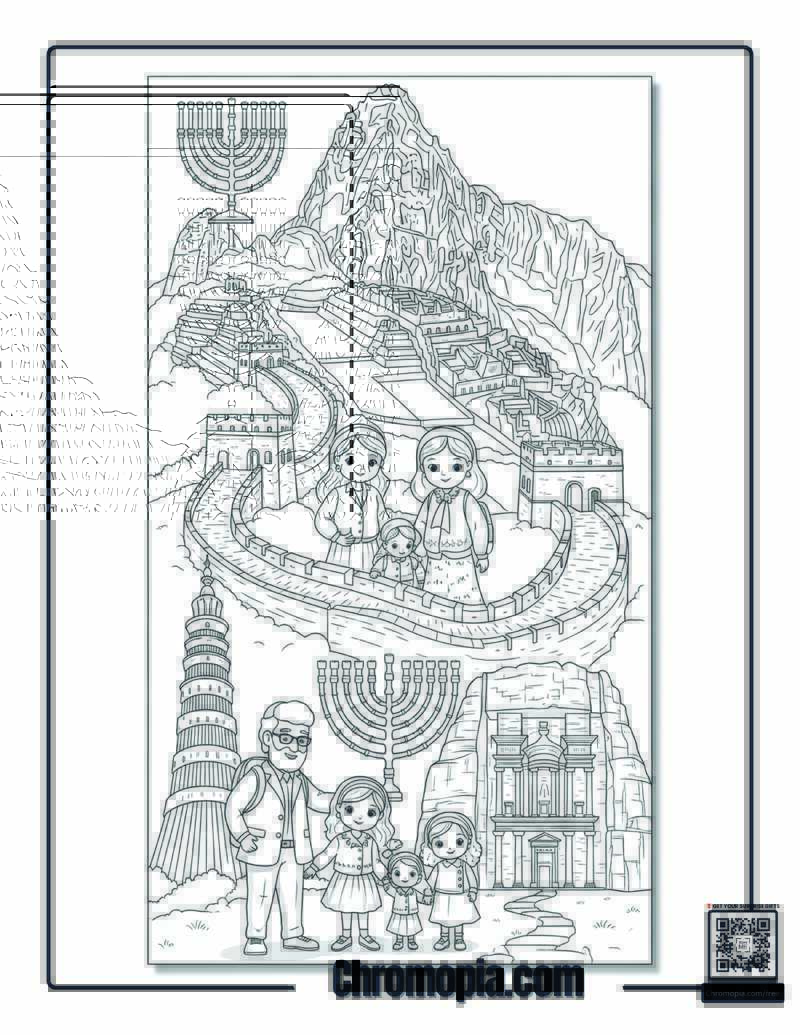 Hanukkah UNESCO World Heritage Celebration Coloring Page