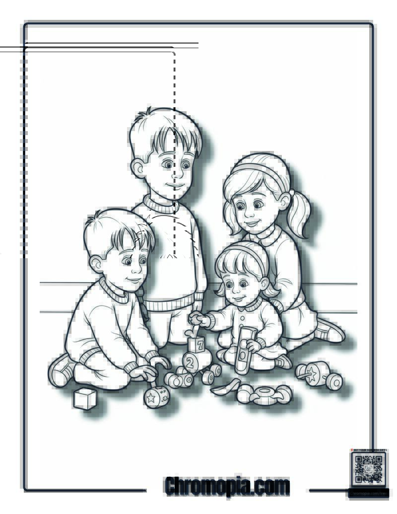 Home Alone Brother Sister Playing Coloring Sheet