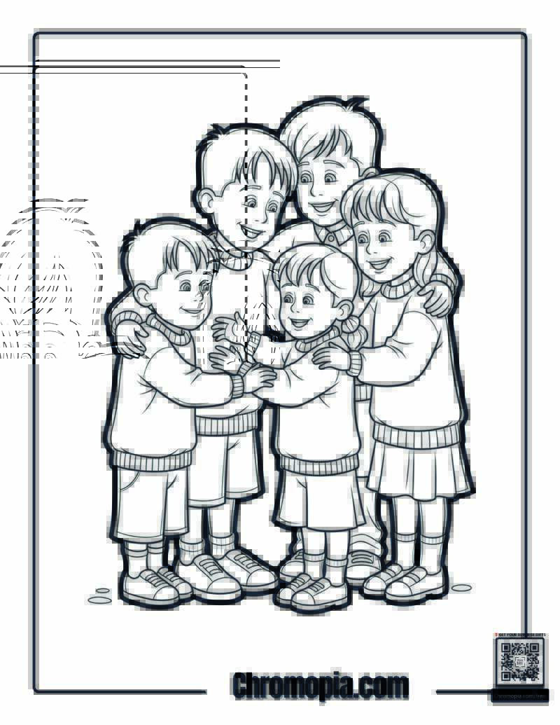 Home Alone Family Group Hug Coloring Page
