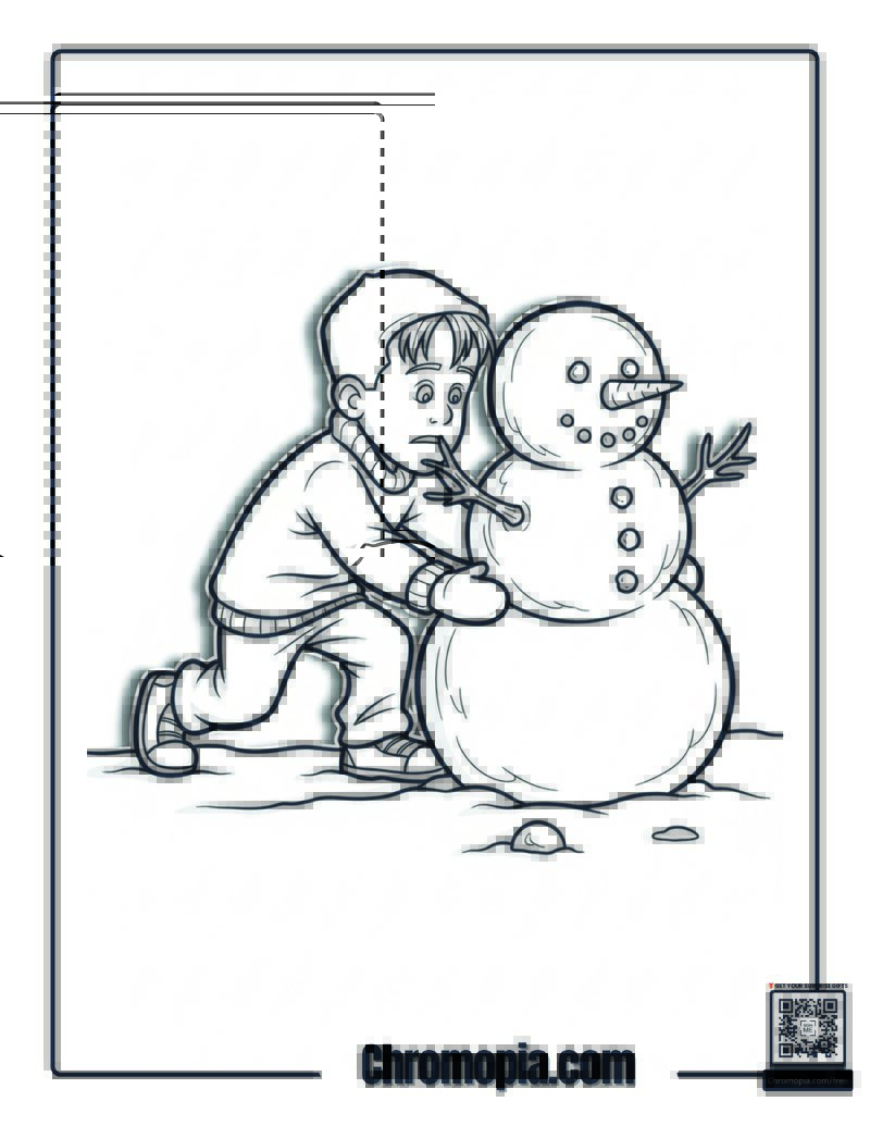 Home Alone Building Snowman Joy Coloring Sheet