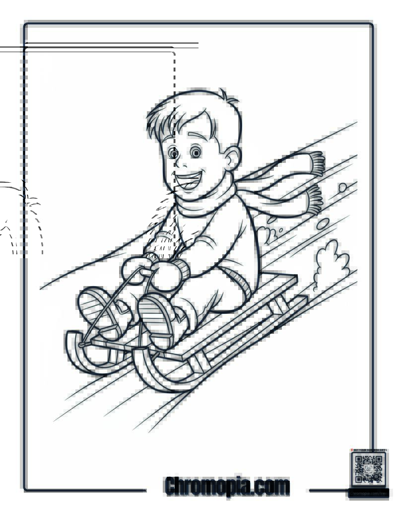 Home Alone Sledding Adventure Fun Coloring Page