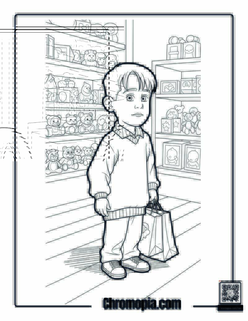 Home Alone Toy Store Shopping Coloring Sheet