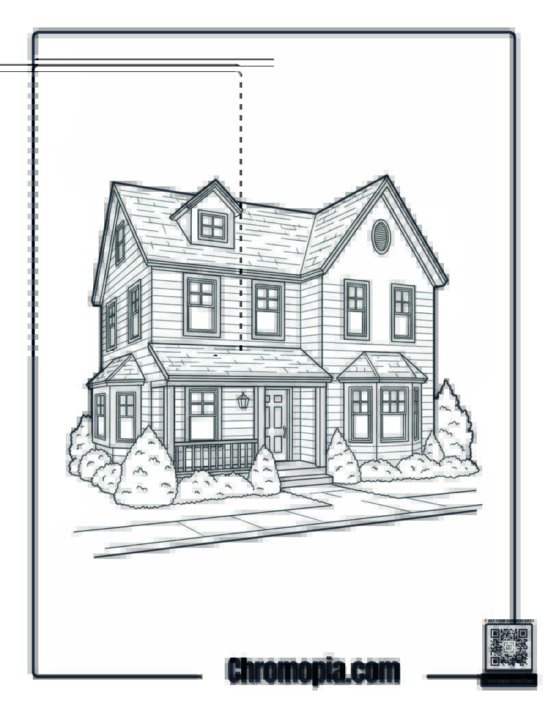 Home Alone Big House Front Coloring Sheet