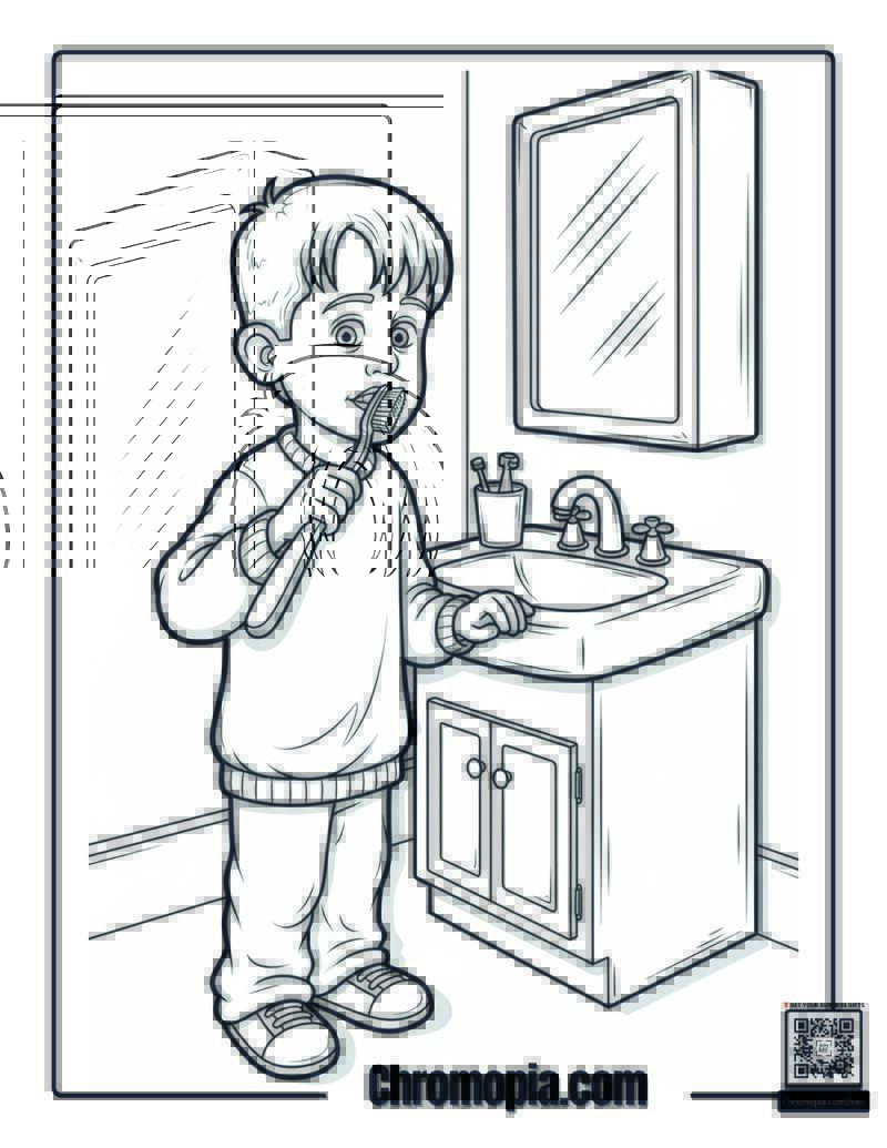 Home Alone Kevin Brushing Teeth Coloring Sheet