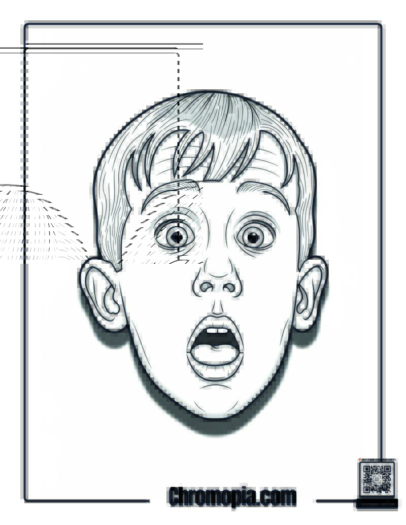 Home Alone Kevin Surprised Expression Coloring Sheet
