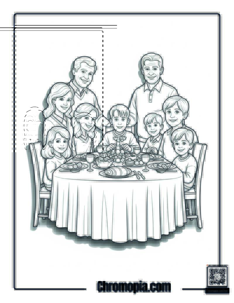 Home Alone Family Christmas Dinner Coloring Page
