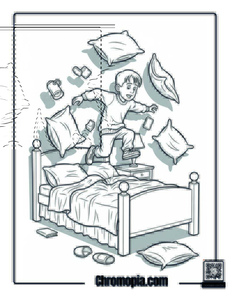 Home Alone Kevin Jumping Bed Coloring Sheet