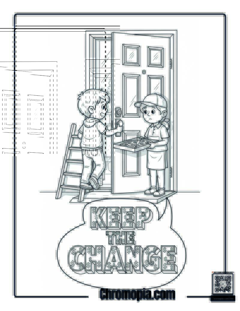 Home Alone Kevin Pizza Delivery Coloring Sheet