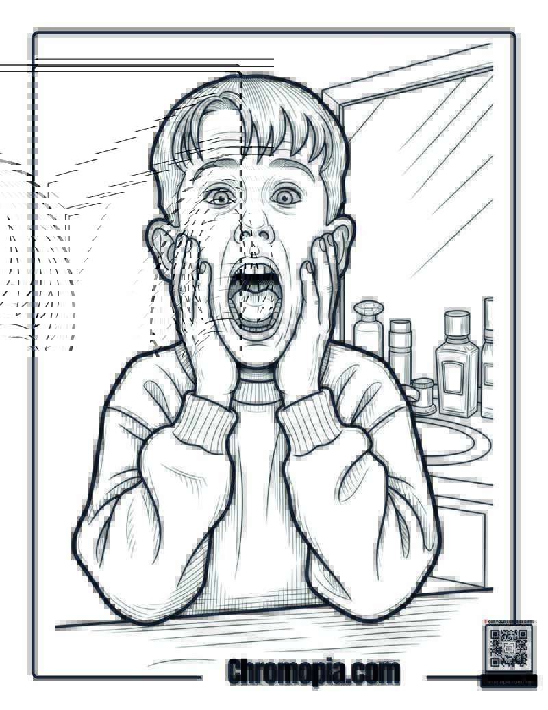 Home Alone Kevin Screaming Famous Coloring Sheet