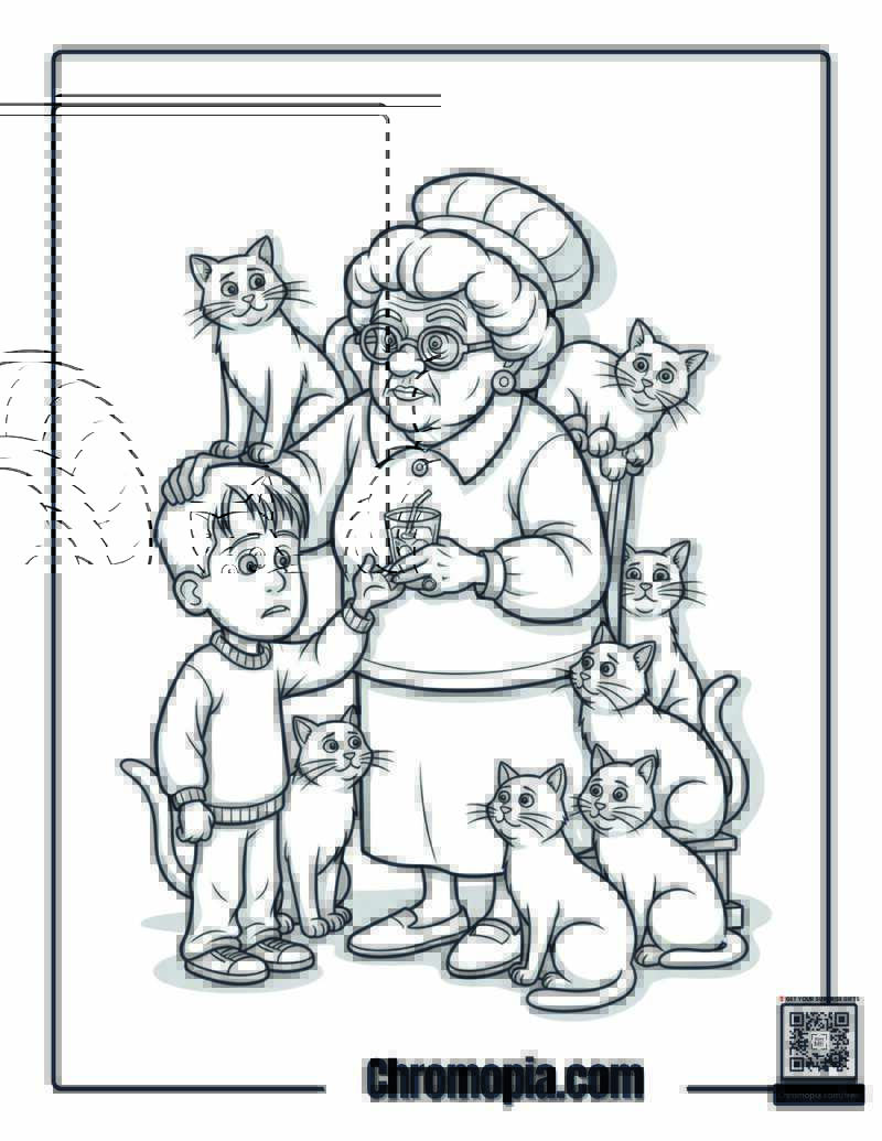 Home Alone Neighbor Cat Lady Coloring Page