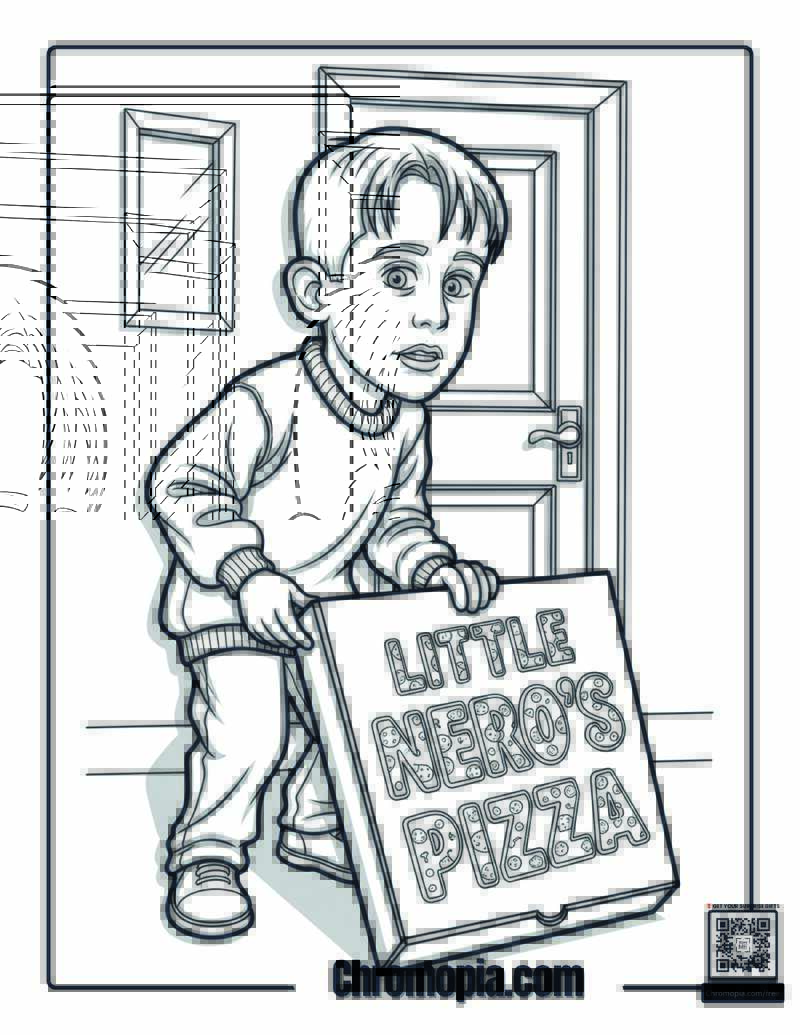 Home Alone Pizza Boy Delivery Coloring Sheet