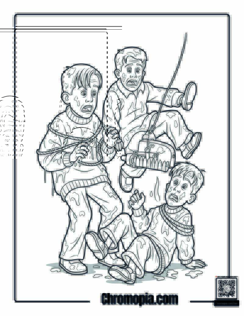 Home Alone Villains Falling Trap Coloring Page