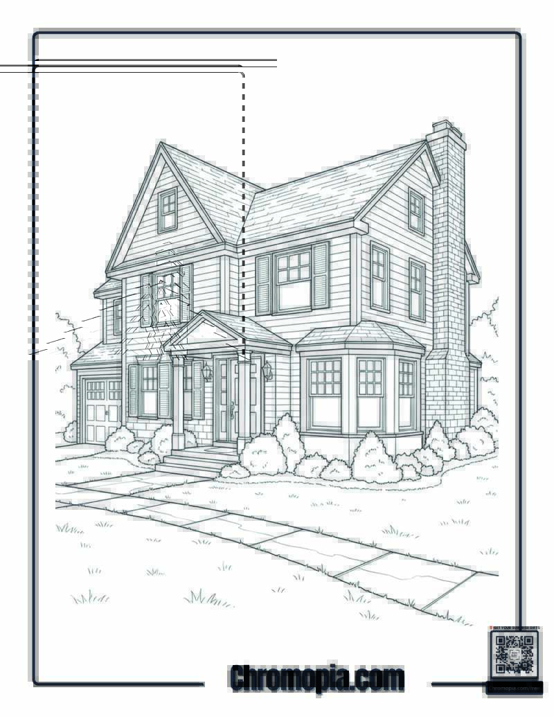 Home Alone Exterior House Facade Coloring Page