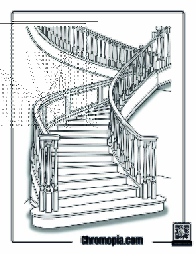 Home Alone Grand Staircase Design Coloring Sheet