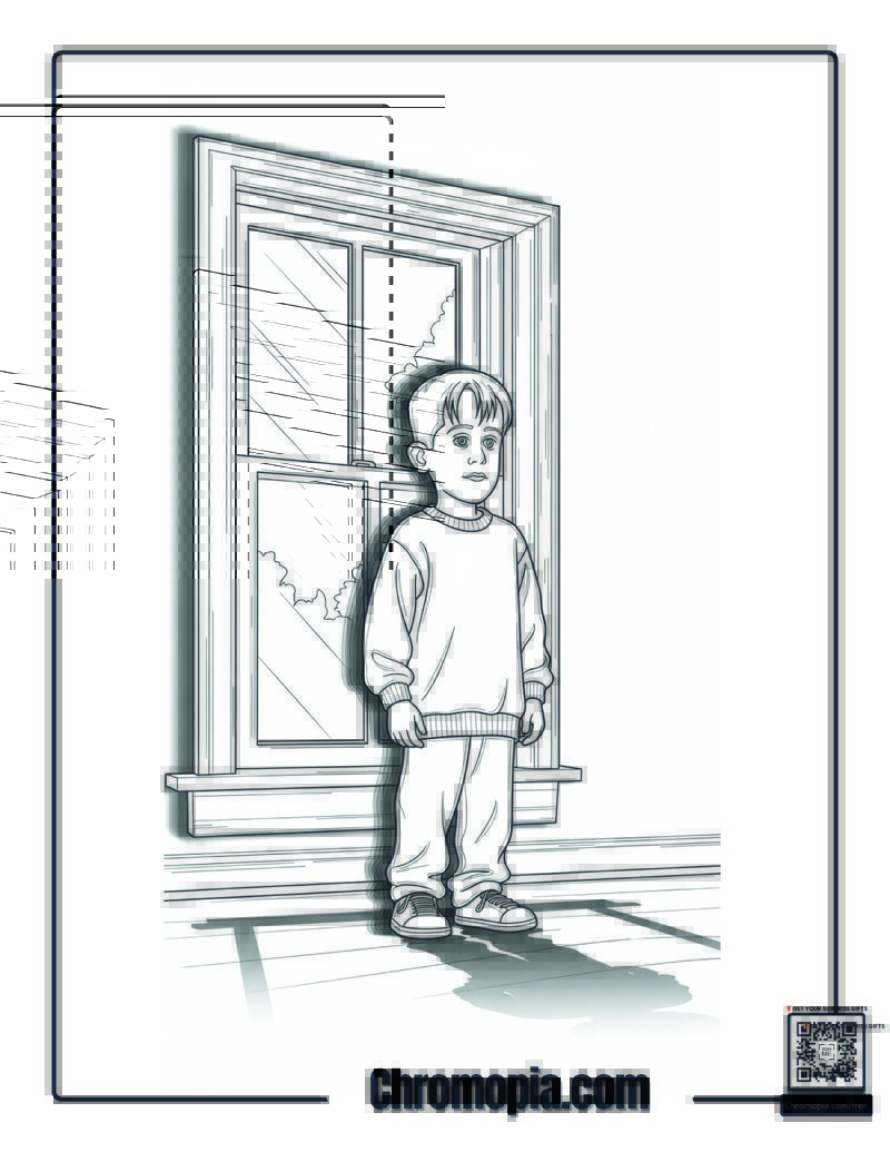 Home Alone Dramatic Lighting Scene Coloring Sheet