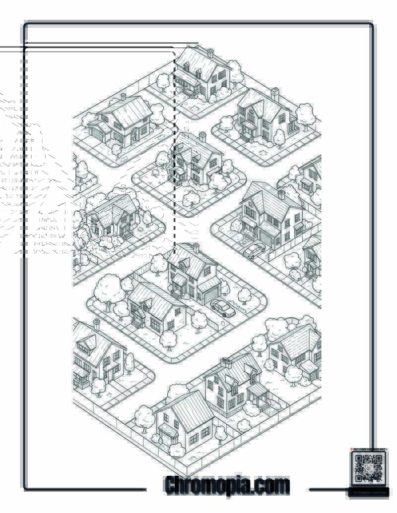 Home Alone Neighborhood Community Map Coloring Page