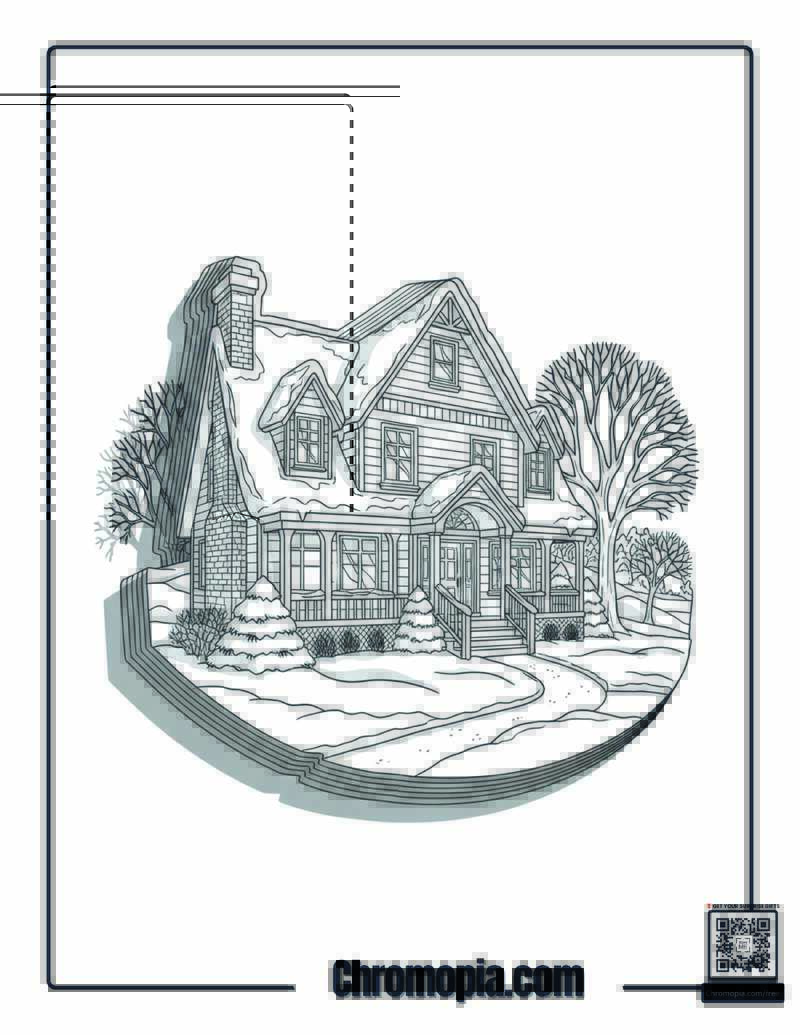 Home Alone Winter Landscape Masterpiece Coloring Sheet