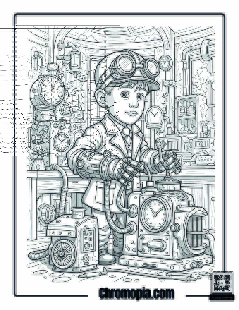 Home Alone Kevin Steampunk Inventor Coloring Sheet