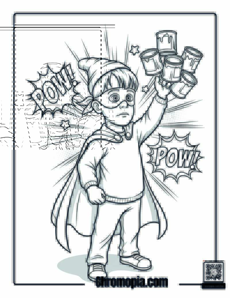 Home Alone Kevin Superhero Origin Coloring Sheet