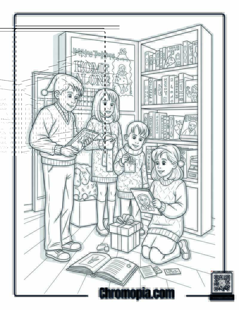 Home Alone Holiday Tradition Establishment Coloring Sheet