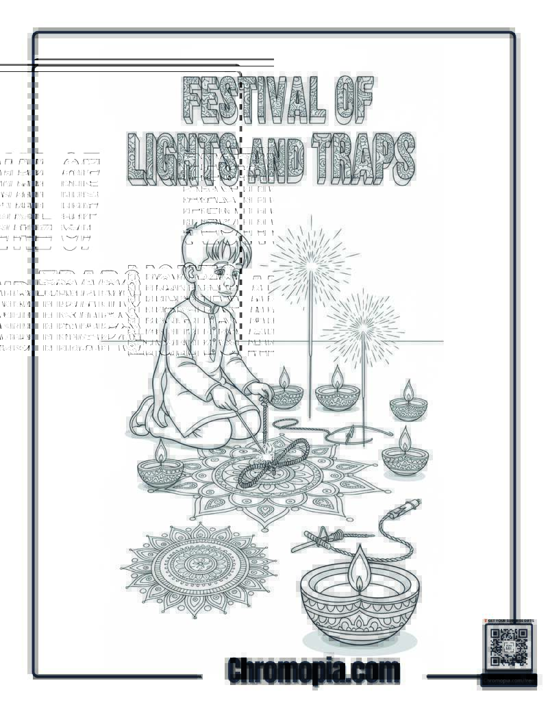 Home Alone Kevin Diwali Light Festival Coloring Page