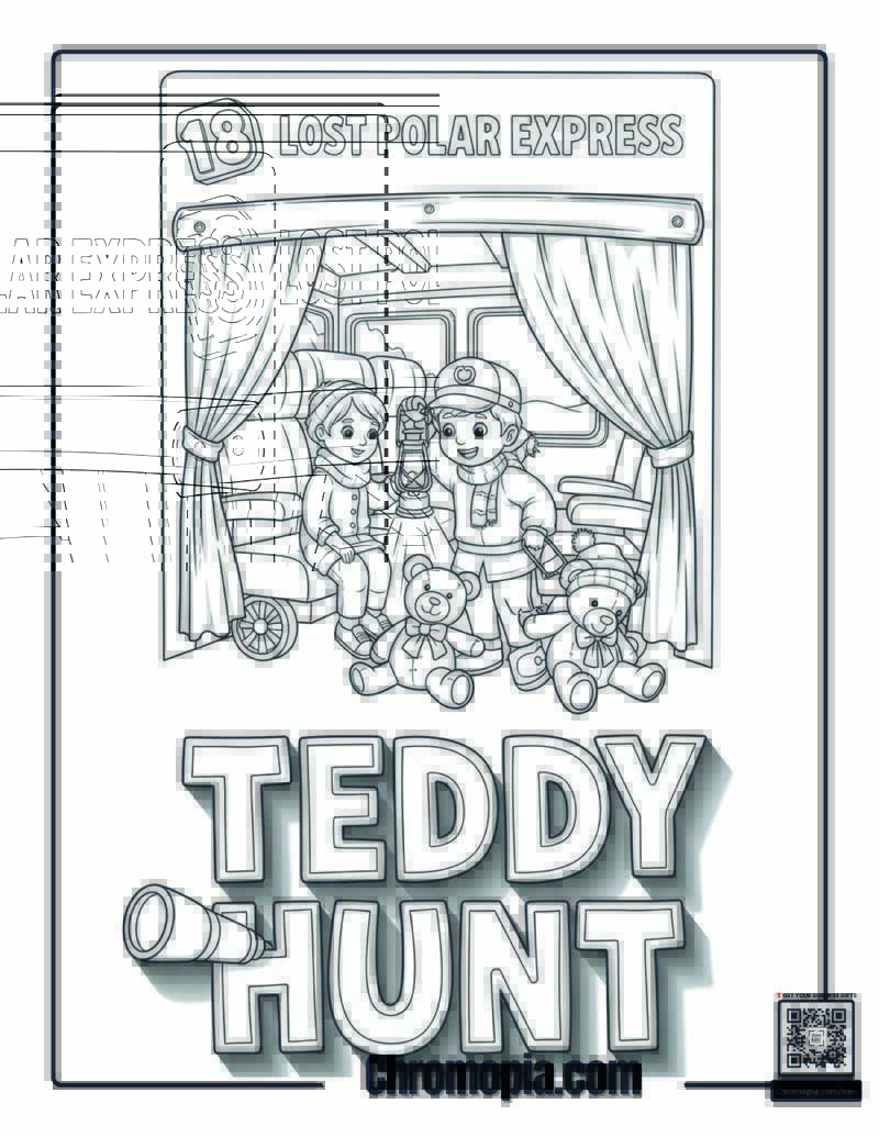 Lost Polar Express Stuffed Animal Hunt Coloring Sheet